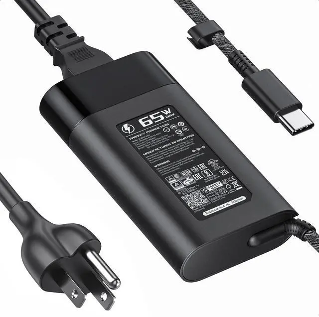 Main image of 65W HP Laptop Charger USB C Type C Power Adapter for HP EliteBook Elite Spectre X360 X2 830 1030 1040 Envy 11 13 14 15 ProBook 430 G6 G7 G8 Chromebook Pavilion,10FT,with US Power Cable