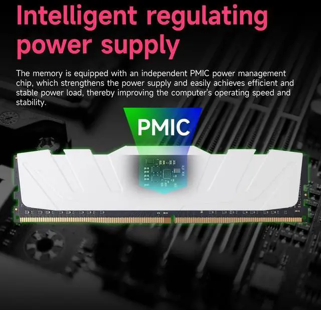 Alt view image 3 of 5 - DDR5 32GB 5600MHz Ram16GB×2(PC4-44800) Desktop (DIMM) Computer Memory CL42 (5600MT/s XMP3.0/Expo) with Heatsink White Acclamator