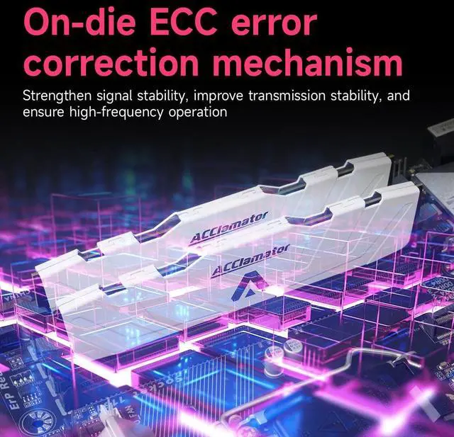 Alt view image 4 of 5 - DDR5 32GB 5600MHz Ram16GB×2(PC4-44800) Desktop (DIMM) Computer Memory CL42 (5600MT/s XMP3.0/Expo) with Heatsink White Acclamator