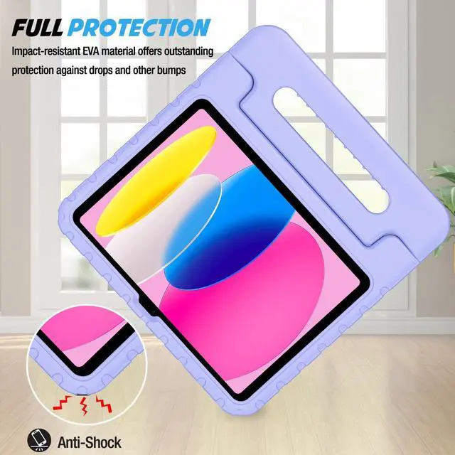 Alt view image 3 of 5 - ProCase Kids Case for iPad A16 11th Generation 2025/iPad 10th Generation 2022 with Pencil Holder, iPad 11/10 Case Shockproof Lightweight Cover with Stand Convertible Handle for Children -Lightpurple