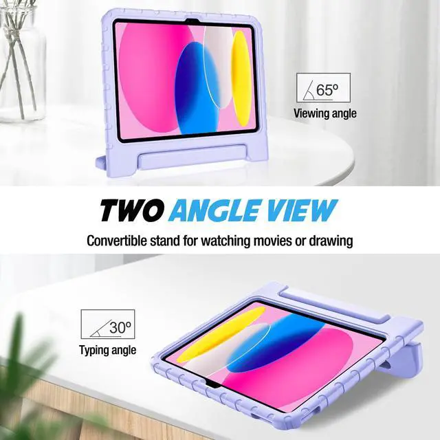 Alt view image 5 of 5 - ProCase Kids Case for iPad A16 11th Generation 2025/iPad 10th Generation 2022 with Pencil Holder, iPad 11/10 Case Shockproof Lightweight Cover with Stand Convertible Handle for Children -Lightpurple