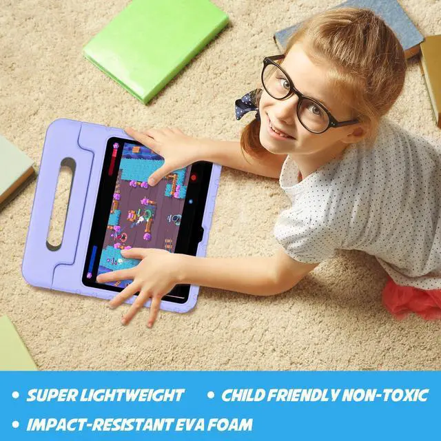 Alt view image 4 of 5 - ProCase Kids Case for iPad A16 11th Generation 2025/iPad 10th Generation 2022 with Pencil Holder, iPad 11/10 Case Shockproof Lightweight Cover with Stand Convertible Handle for Children -Lightpurple