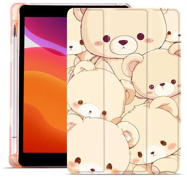 Main image of MAYCARI Cartoon Cute Animals Case for iPad 10.9 inch 2022 with Pencil Holder, Original Pattern iPad 10th Generation Soft TPU Back Protective Cover Shell, Auto Sleep/Wake Slim Shell - Cute Cartoon Bear