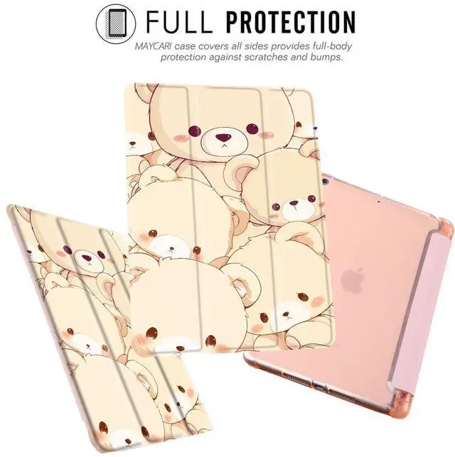 Alt view image 2 of 5 - MAYCARI Cartoon Cute Animals Case for iPad 10.9 inch 2022 with Pencil Holder, Original Pattern iPad 10th Generation Soft TPU Back Protective Cover Shell, Auto Sleep/Wake Slim Shell - Cute Cartoon Bear