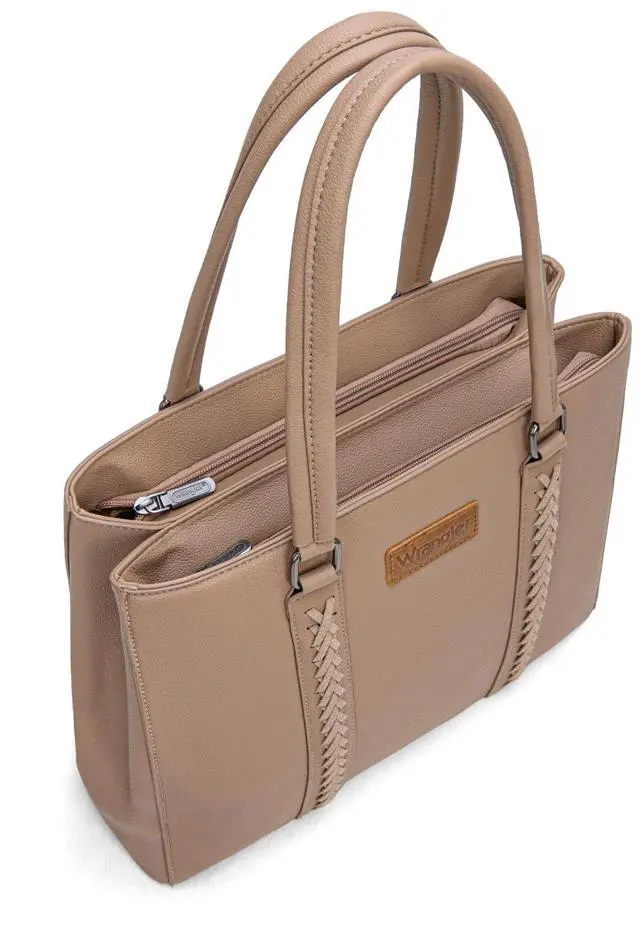Alt view image 3 of 5 - Wrangler Whipstitch Tote Bag for Women Fall Purses and Handbags Double Compartment Work Medium Size Khaki WG387-8119KH