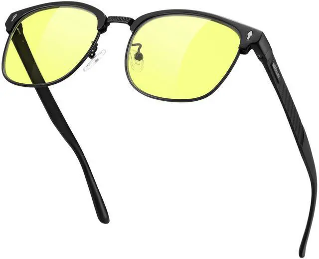 Main image of BIRCEN Blue Light Computer Glasses: Al-Mg Metal Yellow Bluelight Blocking Reading Glasses for Men Women Anti Eyestrain on Office & Home