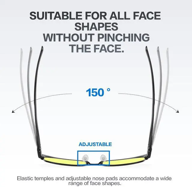 Alt view image 5 of 5 - BIRCEN Blue Light Computer Glasses: Al-Mg Metal Yellow Bluelight Blocking Reading Glasses for Men Women Anti Eyestrain on Office & Home