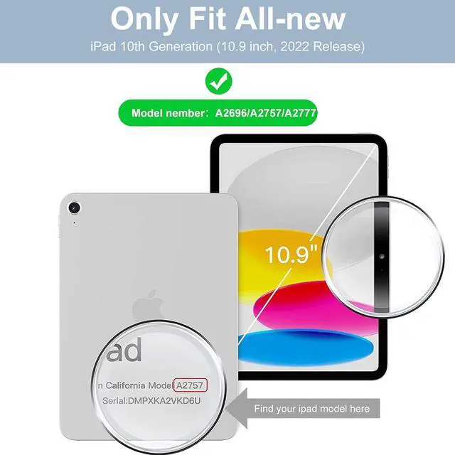 Alt view image 2 of 5 - kenke for iPad 11/10th Gen Case with Keyboard 11/10.9 inch 2025 A16/2022, Detachable Wireless Bluetooth Keyboard Case with Right Side Pencil Holder, White Square Keycaps (Blue)