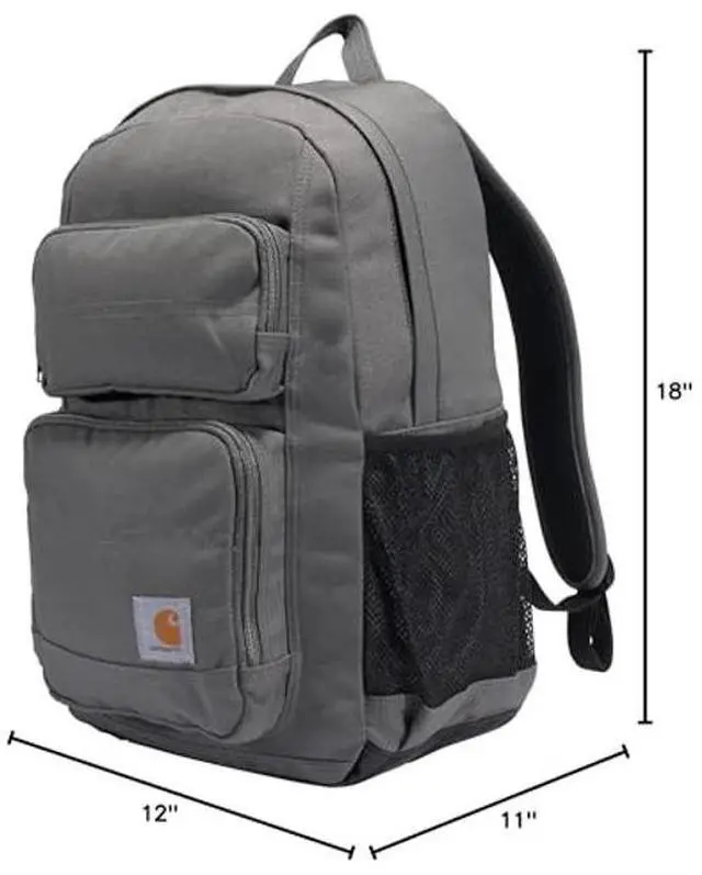 Alt view image 3 of 5 - Carhartt 27L Classic Single-Compartment Backpack, Durable Pack with Laptop Sleeve and Duravax Abrasion Resistant Base, Gravel