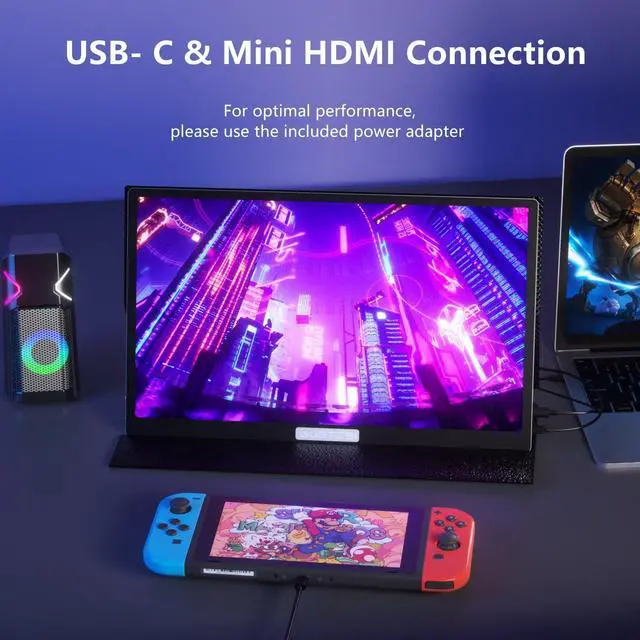 Alt view image 5 of 5 - gogtesi 15.6 Inch 4K UHD Portable Gaming Monitor 130% sRGB Lightweight Metal Touchscreen with Type-C Mini HDMI Travel Monitor for Laptop, PC, Mac, PS4/5, Switch