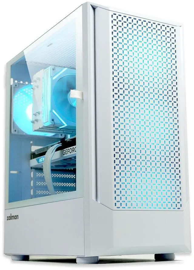 Main image of Zalman FIT Mid-Tower ATX PC Case, Includes 4 x ARGB Fans, Swing Door Tempered Glass, Supports ATX Motherboard, 325mm GPU, 360mm Radiator, USB 3.0, High Airflow RGB Gaming PC Chassis, White