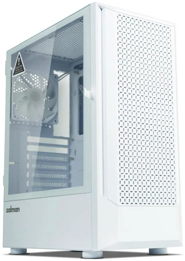 Alt view image 3 of 5 - Zalman FIT Mid-Tower ATX PC Case, Includes 4 x ARGB Fans, Swing Door Tempered Glass, Supports ATX Motherboard, 325mm GPU, 360mm Radiator, USB 3.0, High Airflow RGB Gaming PC Chassis, White