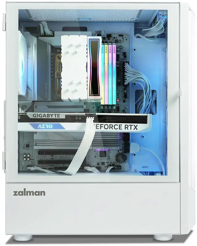Alt view image 4 of 5 - Zalman FIT Mid-Tower ATX PC Case, Includes 4 x ARGB Fans, Swing Door Tempered Glass, Supports ATX Motherboard, 325mm GPU, 360mm Radiator, USB 3.0, High Airflow RGB Gaming PC Chassis, White