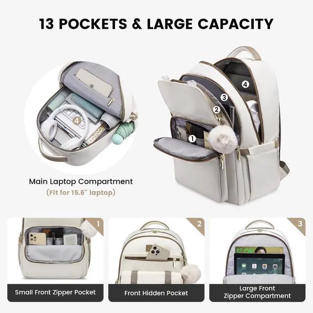 Alt view image 4 of 5 - LOVEVOOK School Backpack for Teen Girls, Student Backpack Purse for 14-16 Teenage, Cute Kid Bookbag, Back to School Backpacks Fit 15.6 Inch Laptop, Large College Travel Bag, Grey