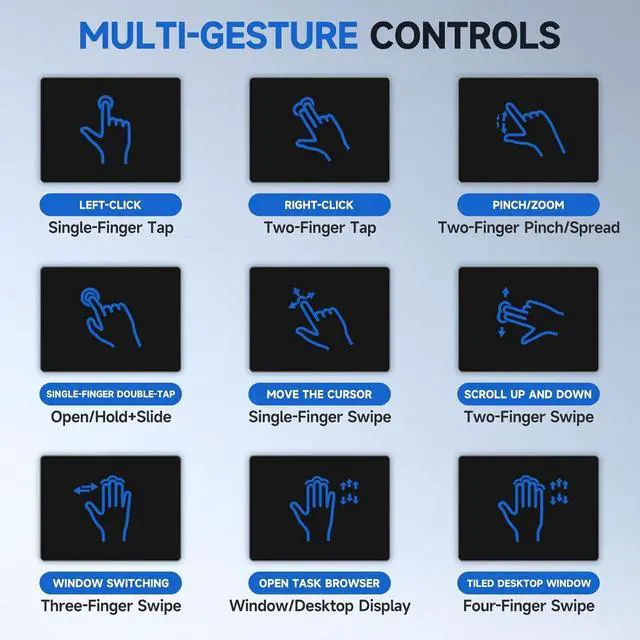 Alt view image 4 of 5 - Homiguar Wired Trackpad for Windows 10/11, Portable Multi-Touch High-Precision Touchpad Mouse with Multi-Gesture, Ultra-Slim Design, Compatibility for PC, Laptop & Computers (Black)