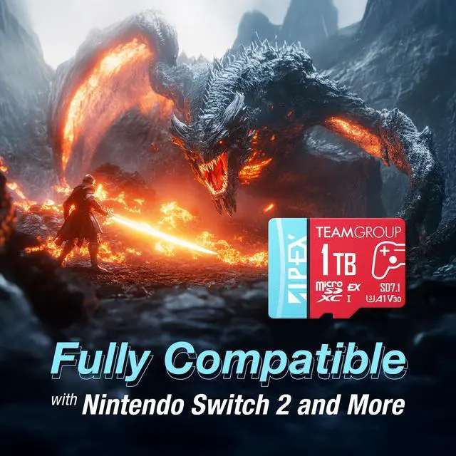 Alt view image 2 of 5 - TEAMGROUP APEX 128GB microSD Express Card, microSDXC Memory Card U3 A1 V30 R/W up to 800/700 MB/s, for Nintendo Switch2, UHS-I Compatible, with Adapter TAPMSDE128GIV30A102