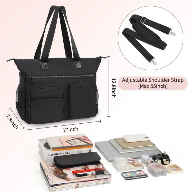 Alt view image 5 of 5 - Laptop Bag for Women, 15.6 inch Laptop Tote Bag, Large Capacity Teacher Tote, Lightweight Work Bags for Women with Multi Pockets, Business Office Work Handbag