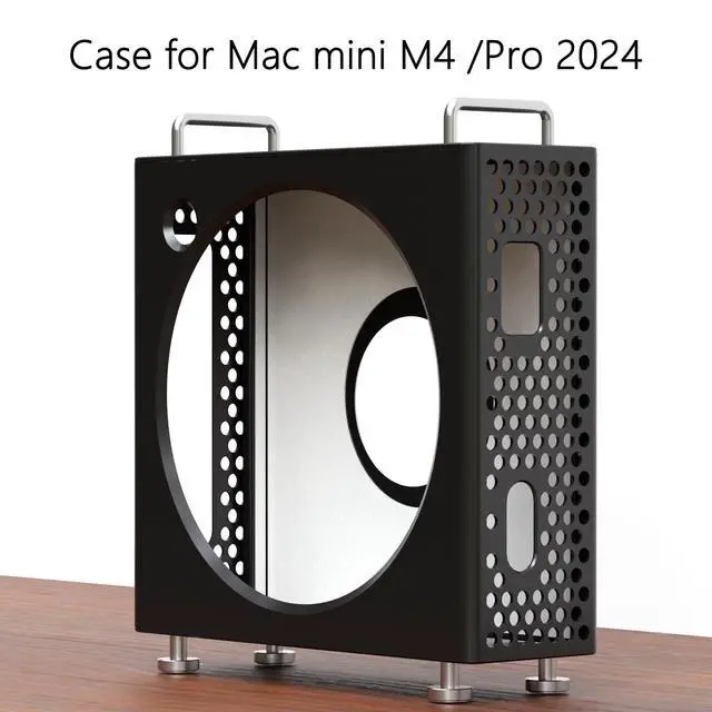 Alt view image 2 of 5 - HOOSEEYRD Mac mini M4 Case, Accessories for Mac mini M4 Pro -Stand Enclosure, Aluminum Alloy Material, Improved Heat Dissipation, Easy Access to All Ports(Black)