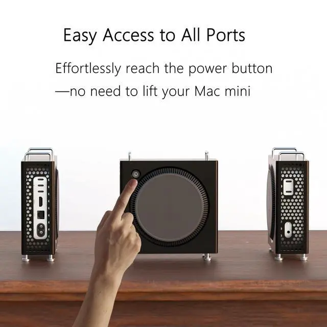 Alt view image 4 of 5 - HOOSEEYRD Mac mini M4 Case, Accessories for Mac mini M4 Pro -Stand Enclosure, Aluminum Alloy Material, Improved Heat Dissipation, Easy Access to All Ports(Black)
