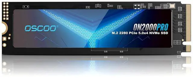Main image of OSCOO 2TB NVMe Gen 5.0 SSD,Up 14,000MB/s,3D TLC NAND, DRAM Cache, M.2 NVMe PCIe 2280 Gen5x4 SSD for AI Applications,Gaming,PS5,Laptop,Heavy-Duty Workstations with Graphene-Copper Pad Thermal Solution