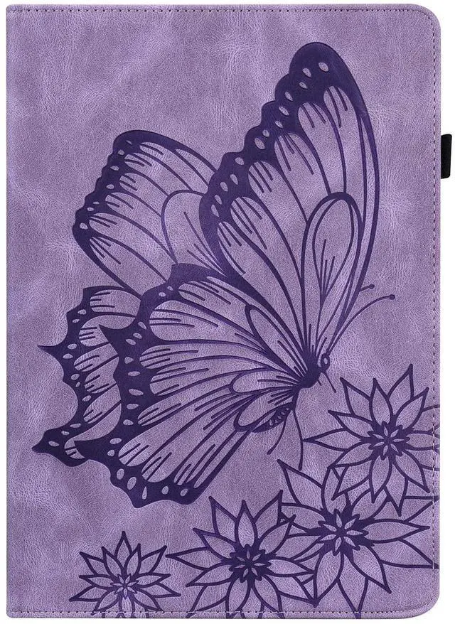 Alt view image 3 of 5 - UUcovers for Amazon 10.1" Kindle Fire HD 10 Case (Only Compatible with 11th Generation, 2021) & Fire HD 10 Plus with Pencil Holder/Card Pocket/Folio Stand/PU Leather Cover, Purple Butterfly Flower