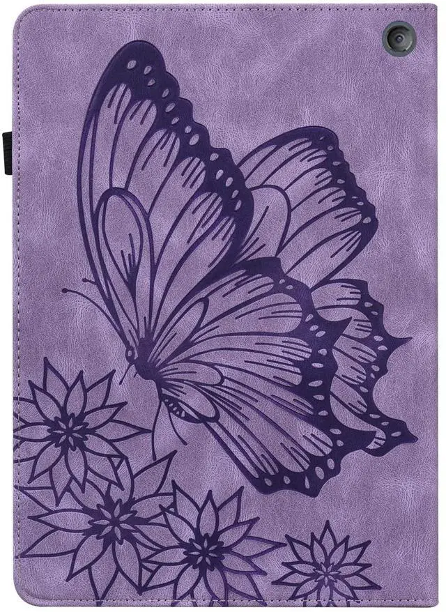 Alt view image 4 of 5 - UUcovers for Amazon 10.1" Kindle Fire HD 10 Case (Only Compatible with 11th Generation, 2021) & Fire HD 10 Plus with Pencil Holder/Card Pocket/Folio Stand/PU Leather Cover, Purple Butterfly Flower