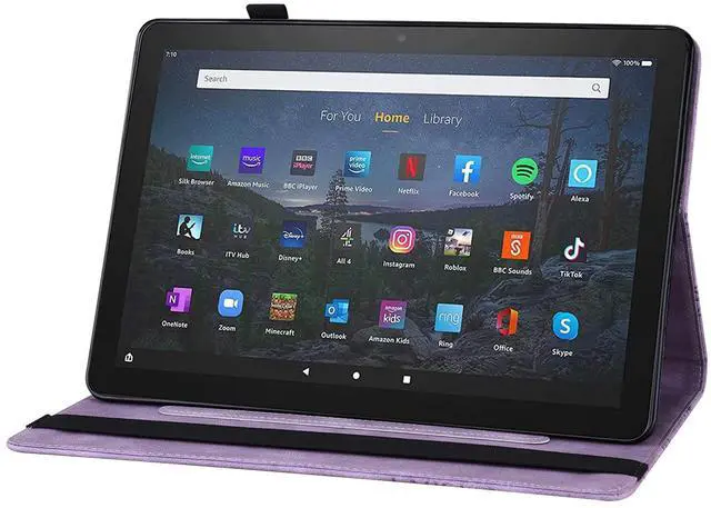 Alt view image 5 of 5 - UUcovers for Amazon 10.1" Kindle Fire HD 10 Case (Only Compatible with 11th Generation, 2021) & Fire HD 10 Plus with Pencil Holder/Card Pocket/Folio Stand/PU Leather Cover, Purple Butterfly Flower