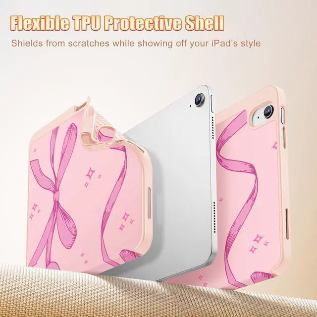 Alt view image 5 of 5 - Tuiklol Case for iPad 11 inch (A16 Chip) 2025 Generation 11th / iPad 10.9 inch 2022 10th Gen,Slim Stand Hard Case Pencil Holder with TPU Back Cover & Trifold Stand & Auto Wake/Sleep,Bow-C289