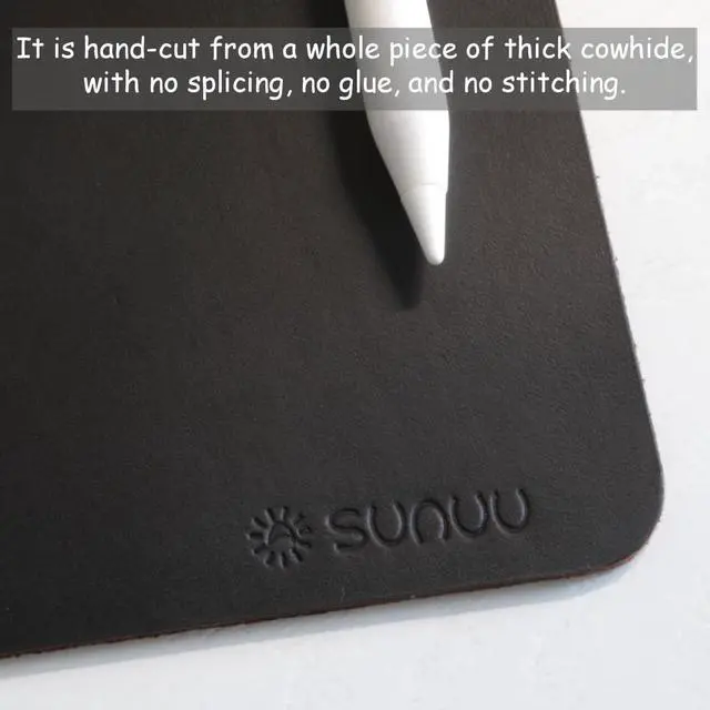 Alt view image 3 of 5 - Mouse Pad-Premium Full Grain Genuine Leather (Vintage Black)