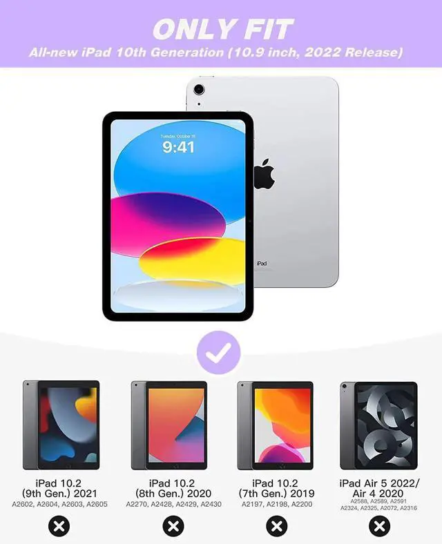 Alt view image 2 of 5 - ZryXal iPad (A16) Case/iPad 10th Generation Case [11-Inch 2025/10.9 Inch 2022] with Pencil Holder, Smart Cover with Soft TPU Back [Support Auto Wake/Sleep] (Violet)