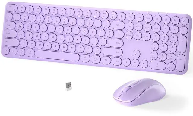 Main image of Wireless Keyboard and Mouse Set  MPTOG Full-Sized 110Pcs Slim Round Key Design, Quiet Typing, Adjustable DPI Ergonomic Mouse, Wireless Combo for PC, Mac, Laptop, Tablets(Light Purple)