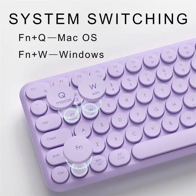 Alt view image 4 of 5 - Wireless Keyboard and Mouse Set  MPTOG Full-Sized 110Pcs Slim Round Key Design, Quiet Typing, Adjustable DPI Ergonomic Mouse, Wireless Combo for PC, Mac, Laptop, Tablets(Light Purple)