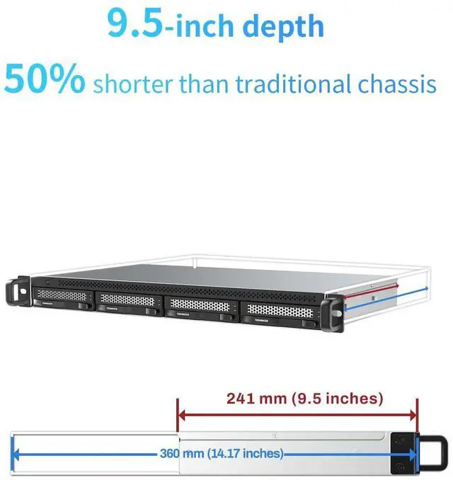Alt view image 2 of 5 - TERRAMASTER D4-320U Hard Drive Enclosure - 4Bay 1U Rack Mount USB 3.2 Gen2 10Gbps Type-C External USB Storage Compact Chassis Hot Swappable Plug and Play (Diskless)