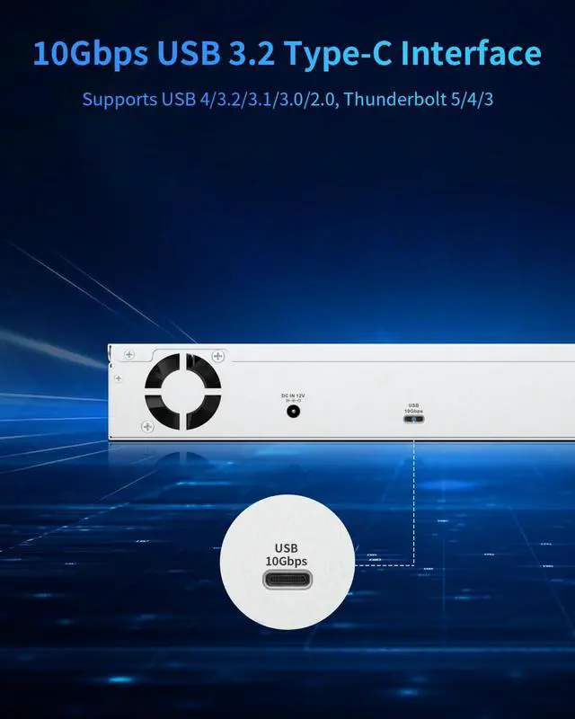 Alt view image 5 of 5 - TERRAMASTER D4-320U Hard Drive Enclosure - 4Bay 1U Rack Mount USB 3.2 Gen2 10Gbps Type-C External USB Storage Compact Chassis Hot Swappable Plug and Play (Diskless)