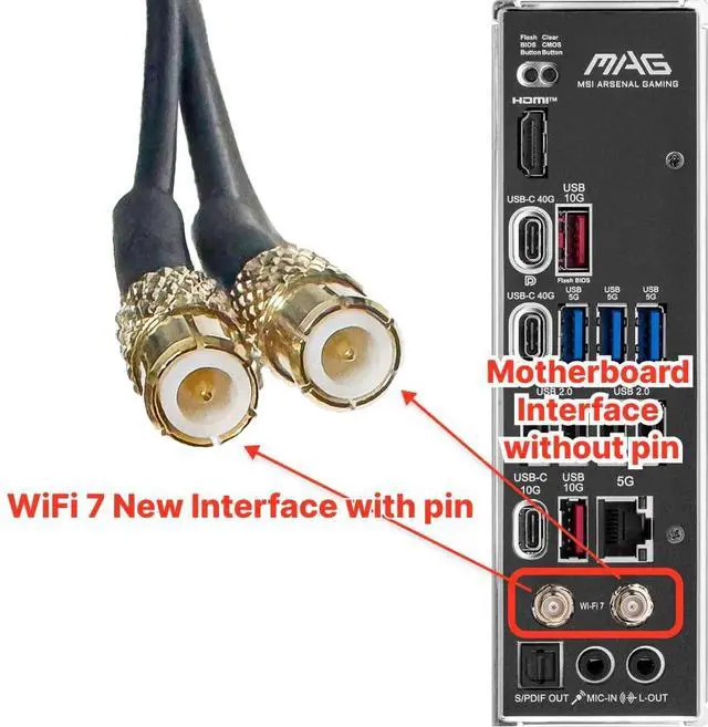 Alt view image 3 of 5 - WiFi 7 Motherboard Magnetic Base Antenna with New Interface for PC Desktop Computer for MSI WiFi7 Motherboard Antennas Black