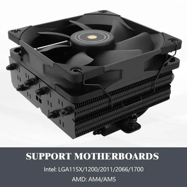 Alt view image 4 of 5 - Thermalright SI-100 Black CPU Air Cooler, 6×6mm Heat Pipes, TL-E12B PWM Quiet Fan CPU Cooler with S-FDB V2.0 Bearing, AGHP 3.0 Technology, for AMD AM4 AM5/Intel 1150/1151/1200/1700/2066/1851