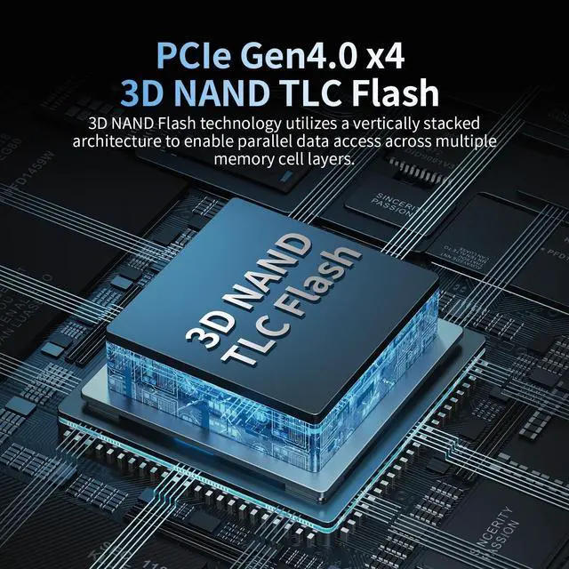 Alt view image 3 of 5 - Ediloca 4TB SSD NVMe M.2 2280 PCIe Gen4 x4 Internal Solid State Drive - Up to 7300MB/s, 4TB SSD PS5 Dynamic SLC Cache, PS5 Compatible for Gaming PC Laptop(EN870)