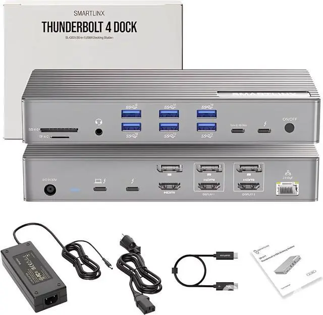 Main image of Thunderbolt 4 Dock with DisplayLink - USB-C/A MacBook Docking Station, Chrome, Windows 10/11 Compatible - 21 Ports, Dual/Triple/Quad/5 Monitor Support - 40Gbps, 150W Charging, 8K/4K Display
