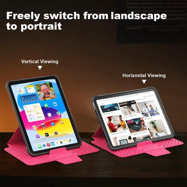 Alt view image 3 of 5 - KAIJIAbox Case for iPad (A16) 11th/10th Generation 2025/2022 11/10.9, Heavy Duty Shockproof Case with 360 Rotating Magnetic Stand, Detachable Magnetic Cover, Auto Sleep/Wake, Wine red