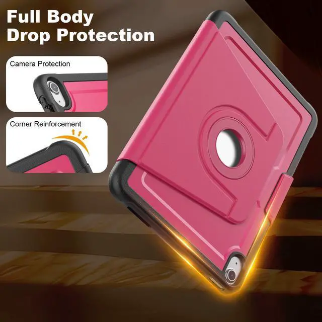 Alt view image 5 of 5 - KAIJIAbox Case for iPad (A16) 11th/10th Generation 2025/2022 11/10.9, Heavy Duty Shockproof Case with 360 Rotating Magnetic Stand, Detachable Magnetic Cover, Auto Sleep/Wake, Wine red