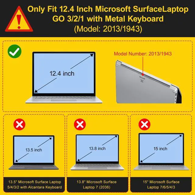 Alt view image 2 of 5 - Lepeoac Compatible with 12.4 inch Microsoft Surface Laptop Go 3 Go 2 Go 1 Models: 1943 20132023 2022 2020 Release, Plastic Hard Shell Case with Keyboard Cover & Screen Protector, Colorful Bow