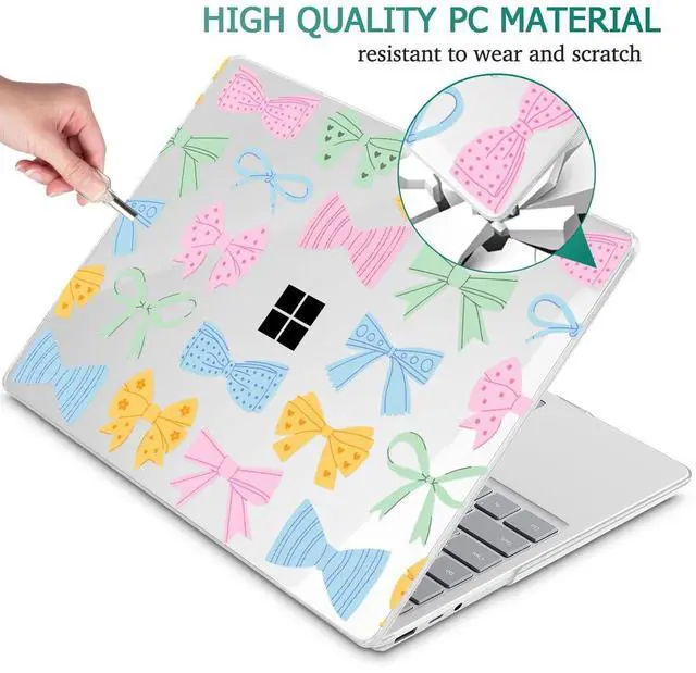 Alt view image 4 of 5 - Lepeoac Compatible with 12.4 inch Microsoft Surface Laptop Go 3 Go 2 Go 1 Models: 1943 20132023 2022 2020 Release, Plastic Hard Shell Case with Keyboard Cover & Screen Protector, Colorful Bow