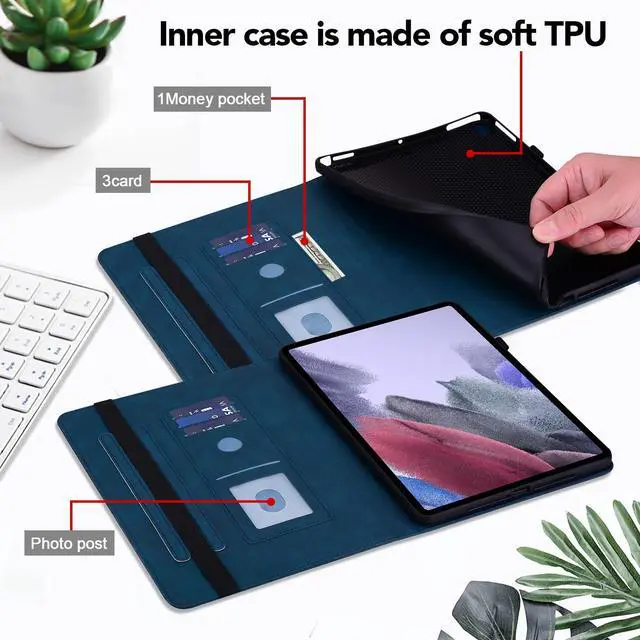 Alt view image 2 of 5 - VODEFOX for Amazon Kindle Fire Max 11 Case (13th Generation, 2023 Release) 11" - PU Leather Folio Embossed Peacock Flower Cover for Fire 11 Tablet - Blue