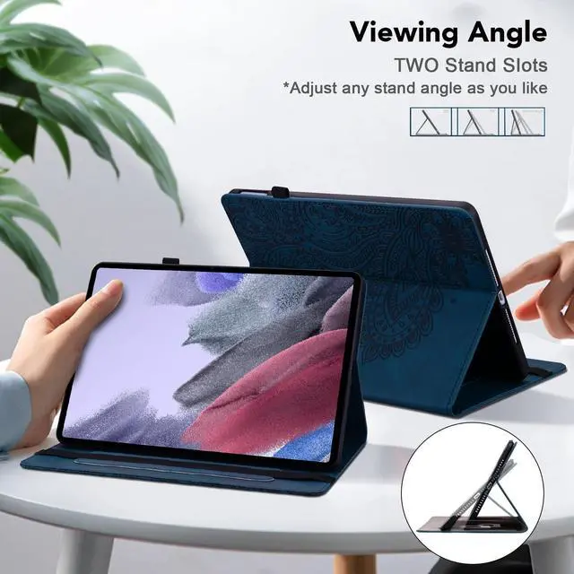 Alt view image 4 of 5 - VODEFOX for Amazon Kindle Fire Max 11 Case (13th Generation, 2023 Release) 11" - PU Leather Folio Embossed Peacock Flower Cover for Fire 11 Tablet - Blue