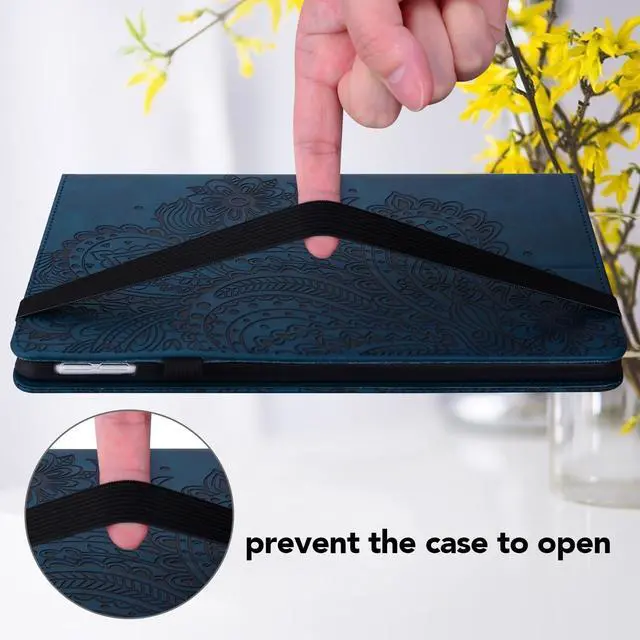 Alt view image 5 of 5 - VODEFOX for Amazon Kindle Fire Max 11 Case (13th Generation, 2023 Release) 11" - PU Leather Folio Embossed Peacock Flower Cover for Fire 11 Tablet - Blue