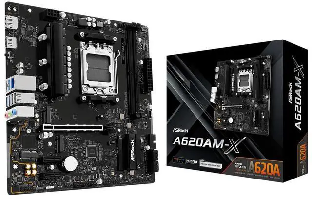 Main image of ASRock A620AM-X Micro-ATX Motherboard AMD AM5 Socket Supports Ryzen 9000/8000/7000 DDR5 8000+ OC PCIe 4.0 2.5G LAN BIOS Flashback