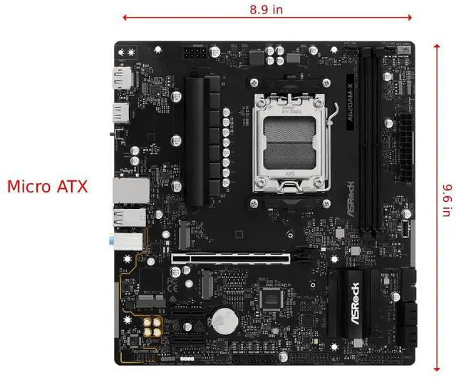 Alt view image 2 of 5 - ASRock A620AM-X Micro-ATX Motherboard AMD AM5 Socket Supports Ryzen 9000/8000/7000 DDR5 8000+ OC PCIe 4.0 2.5G LAN BIOS Flashback