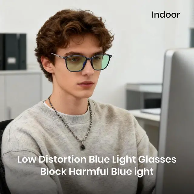 Alt view image 2 of 5 - Cyxus Blue Light Blocking Glasses Men Women Driving Gaming Computer Rectangle TR90 frame Anti Eyestrain UV400 8208
