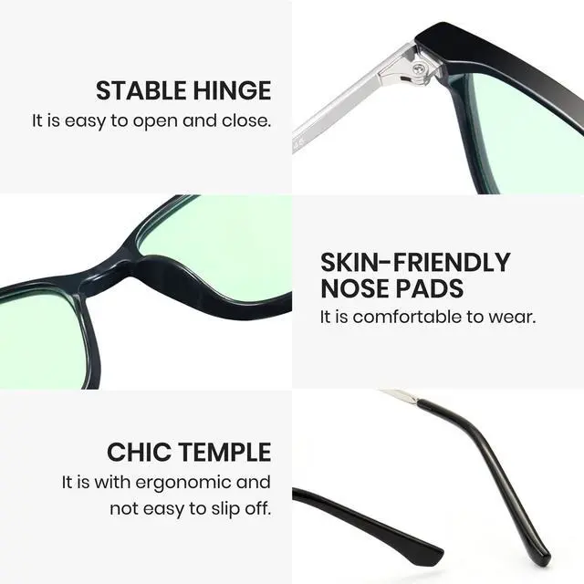 Alt view image 5 of 5 - Cyxus Blue Light Blocking Glasses Men Women Driving Gaming Computer Rectangle TR90 frame Anti Eyestrain UV400 8208