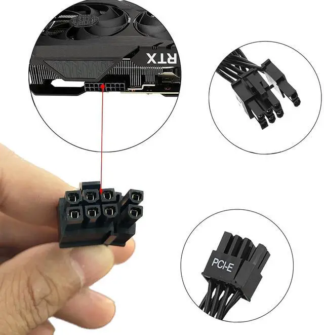 Alt view image 5 of 5 - Thsion 2Pack Individually 8-pin (6+2 Split) PCIe Cables (Single Connector) Type 4 Gen 4 Compatibility for Corsair PSUs  Black